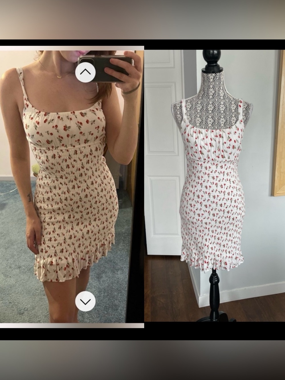 🍒 Abercrombie & Fitch White Cherry Smocked Summer Dress. Medium Tall. So Cute!
